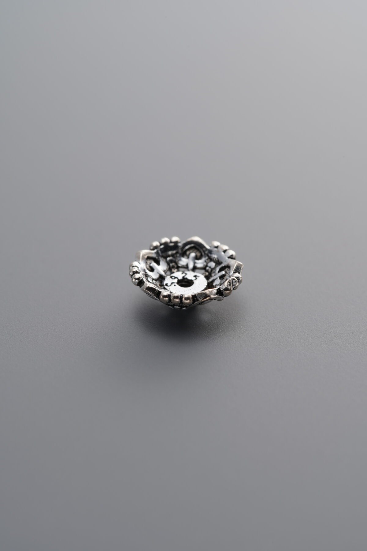 925 Sterling Silver-Antiqued-Flower Bead Cap-8mm - Image 4