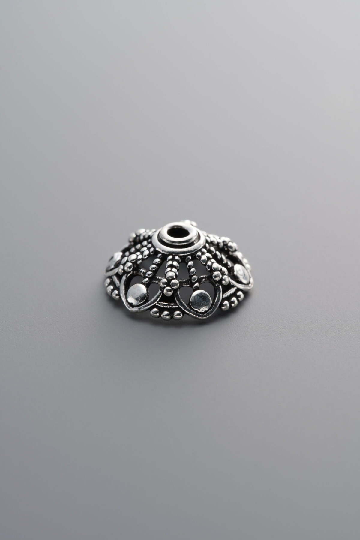925 Sterling Silver-Antiqued-Flower Bead Cap-12mm - Image 1