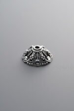 925 Sterling Silver-Antiqued-Flower Bead Cap-12mm - Image 4