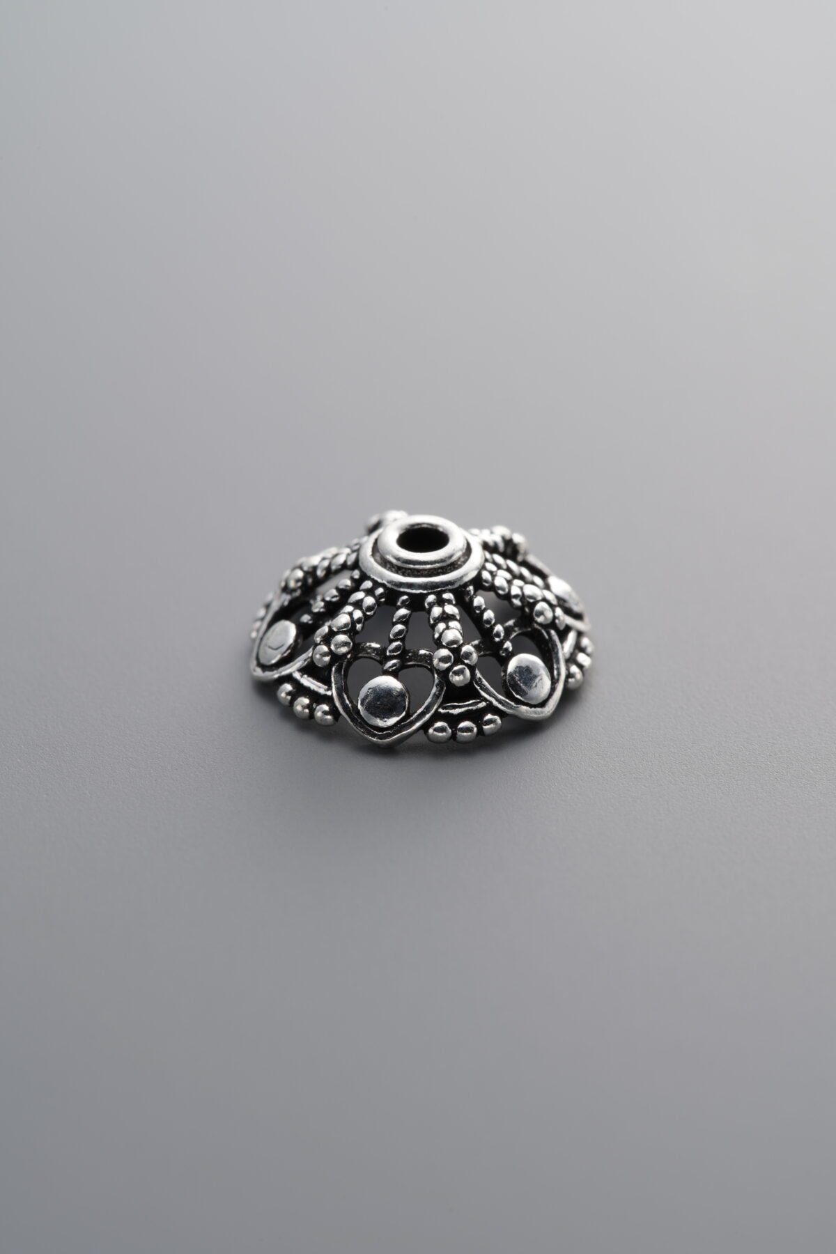 925 Sterling Silver-Antiqued-Flower Bead Cap-12mm - Image 2
