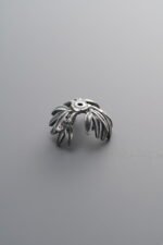 925 Sterling Silver-Antiqued-Flower Bead Cap-11mm - Image 3