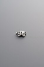 925 Sterling Silver-Antiqued-Flower Bead Cap-6mm - Image 3