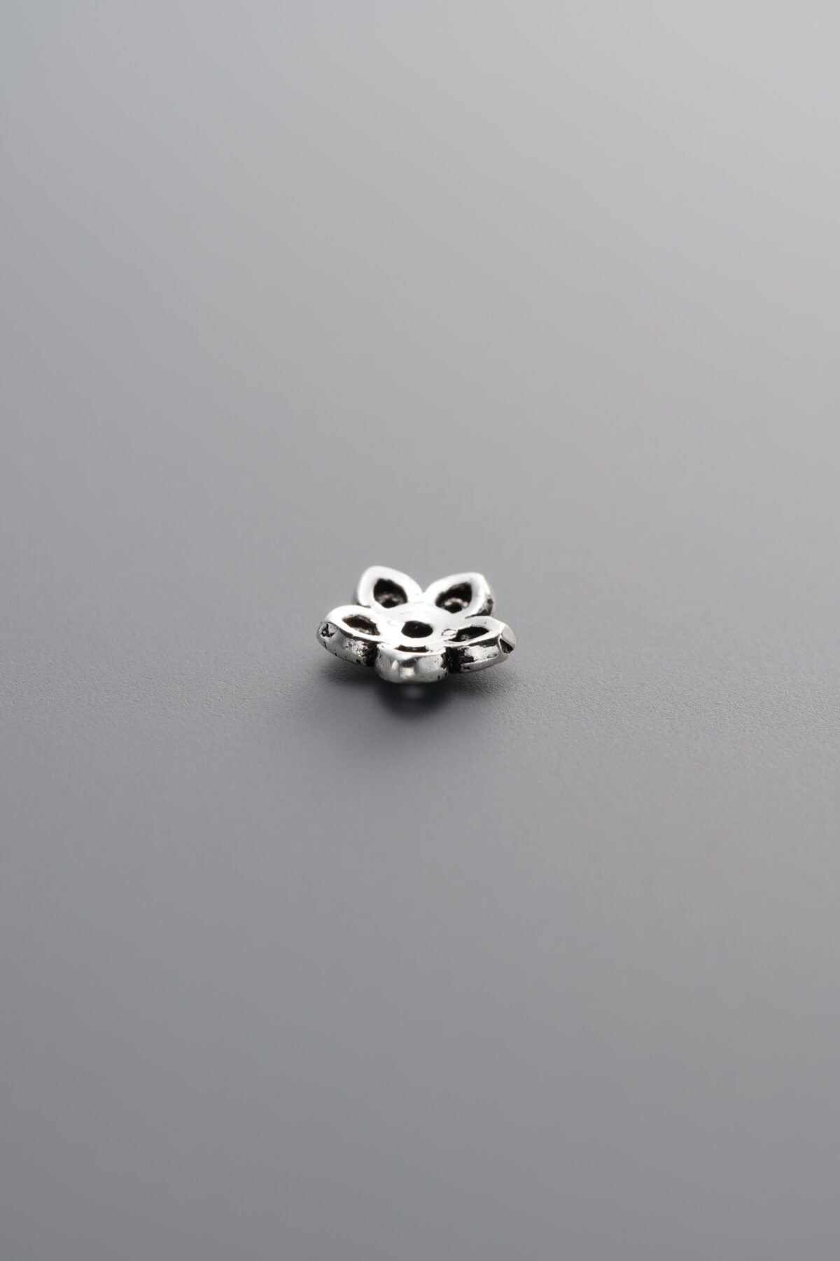 925 Sterling Silver-Antiqued-Flower Bead Cap-6mm - Image 4
