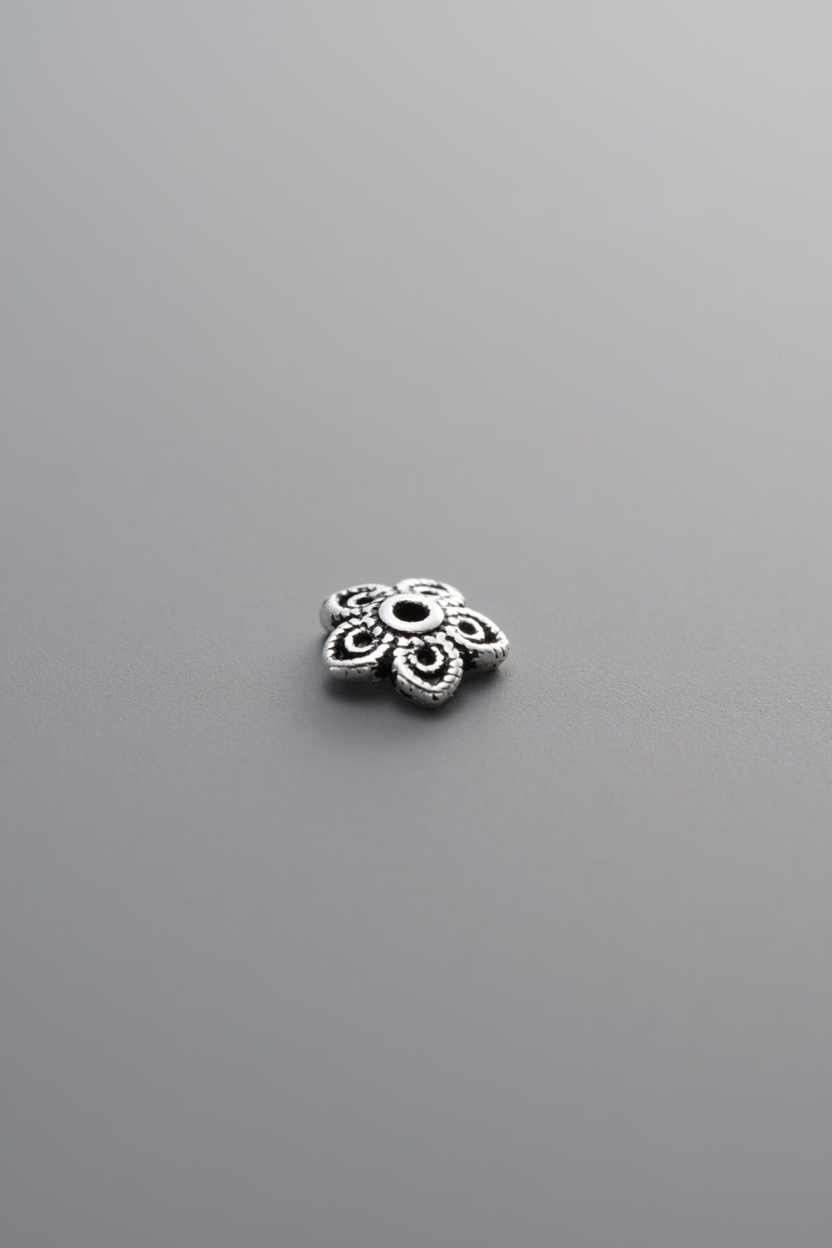 925 Sterling Silver-Antiqued-Flower Bead Cap-6mm - Image 1