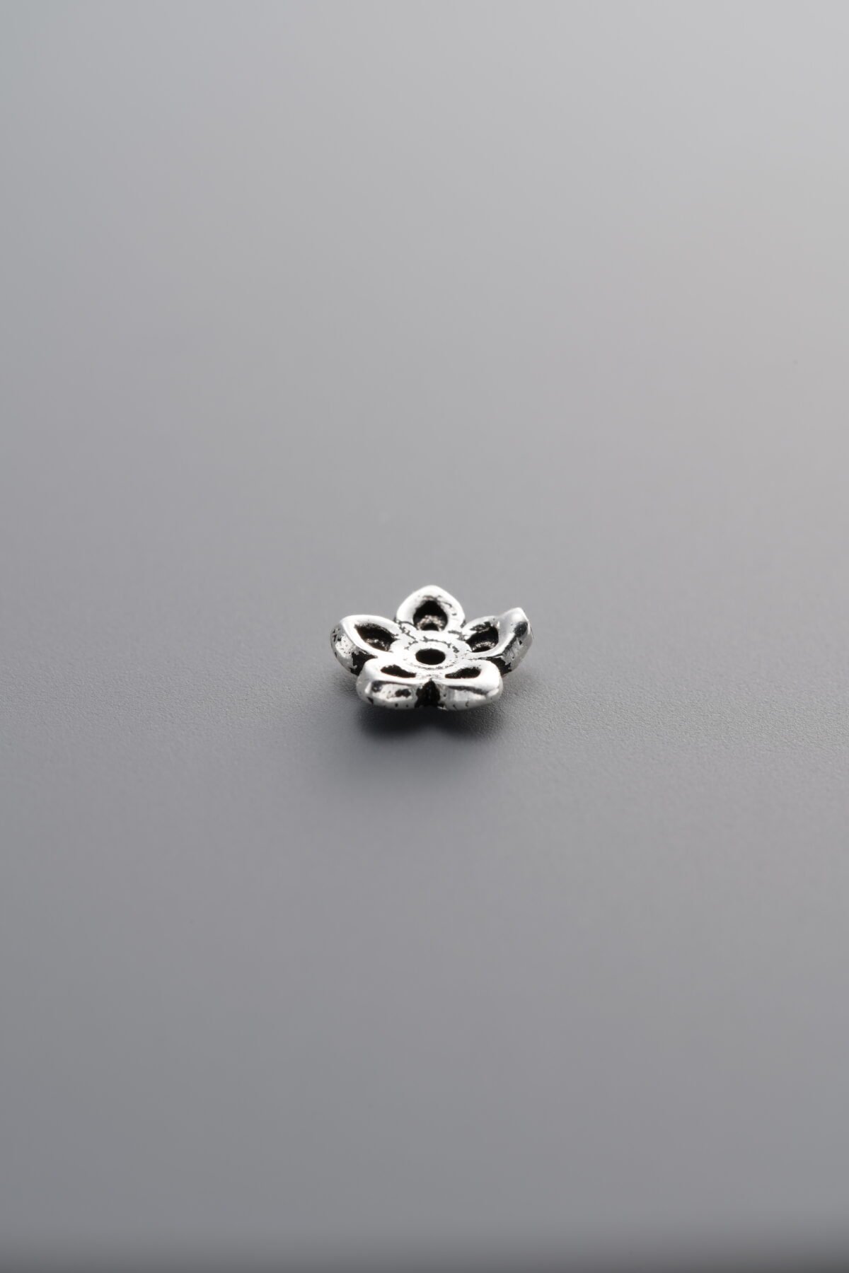 925 Sterling Silver-Antiqued-Flower Bead Cap-6mm - Image 2