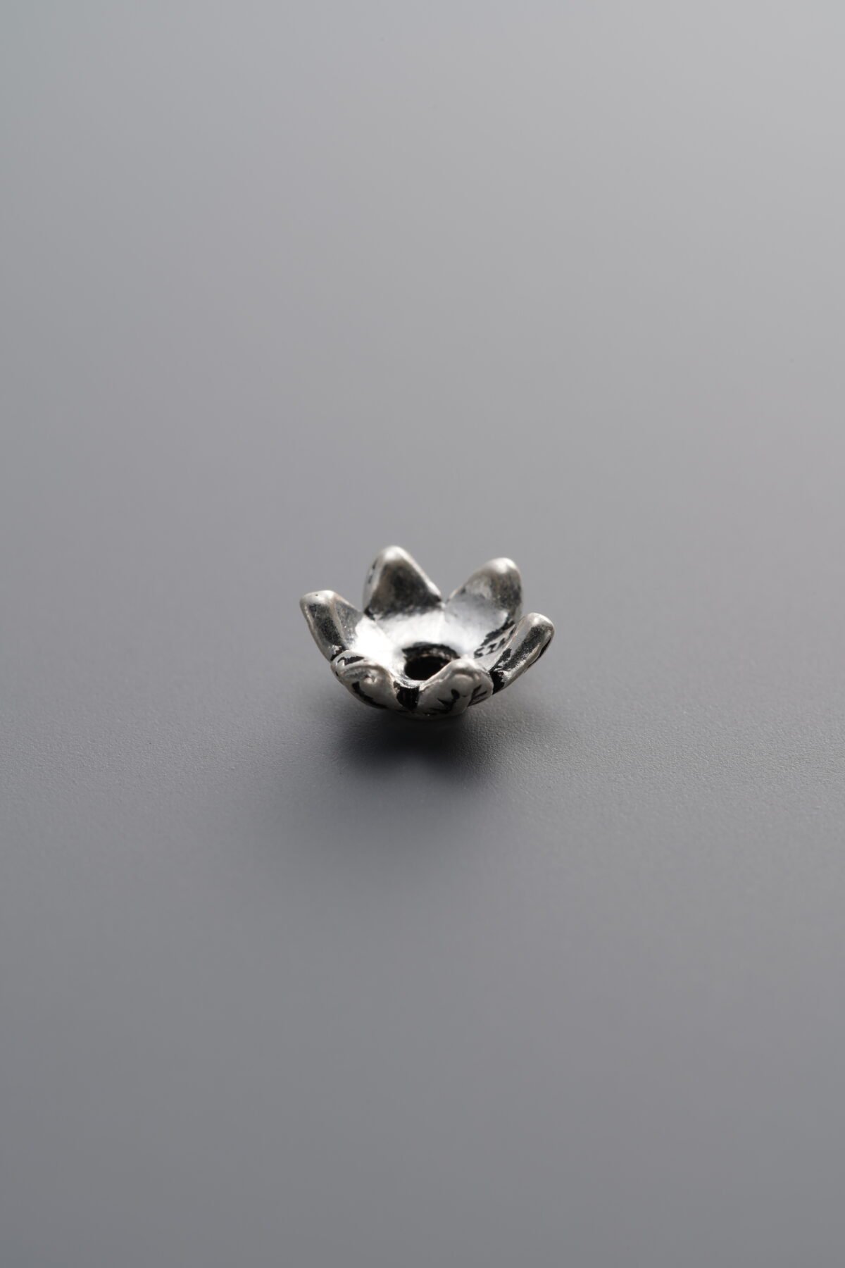 925 Sterling Silver-Antiqued-Flower Bead Cap-7mm - Image 2