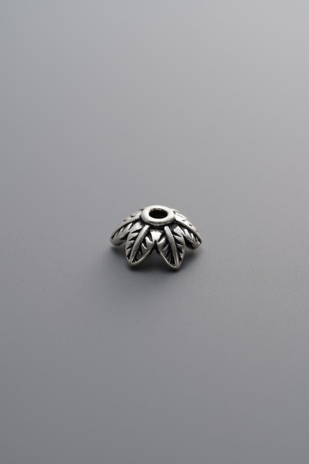 925 Sterling Silver-Antiqued-Flower Bead Cap-7mm - Image 3
