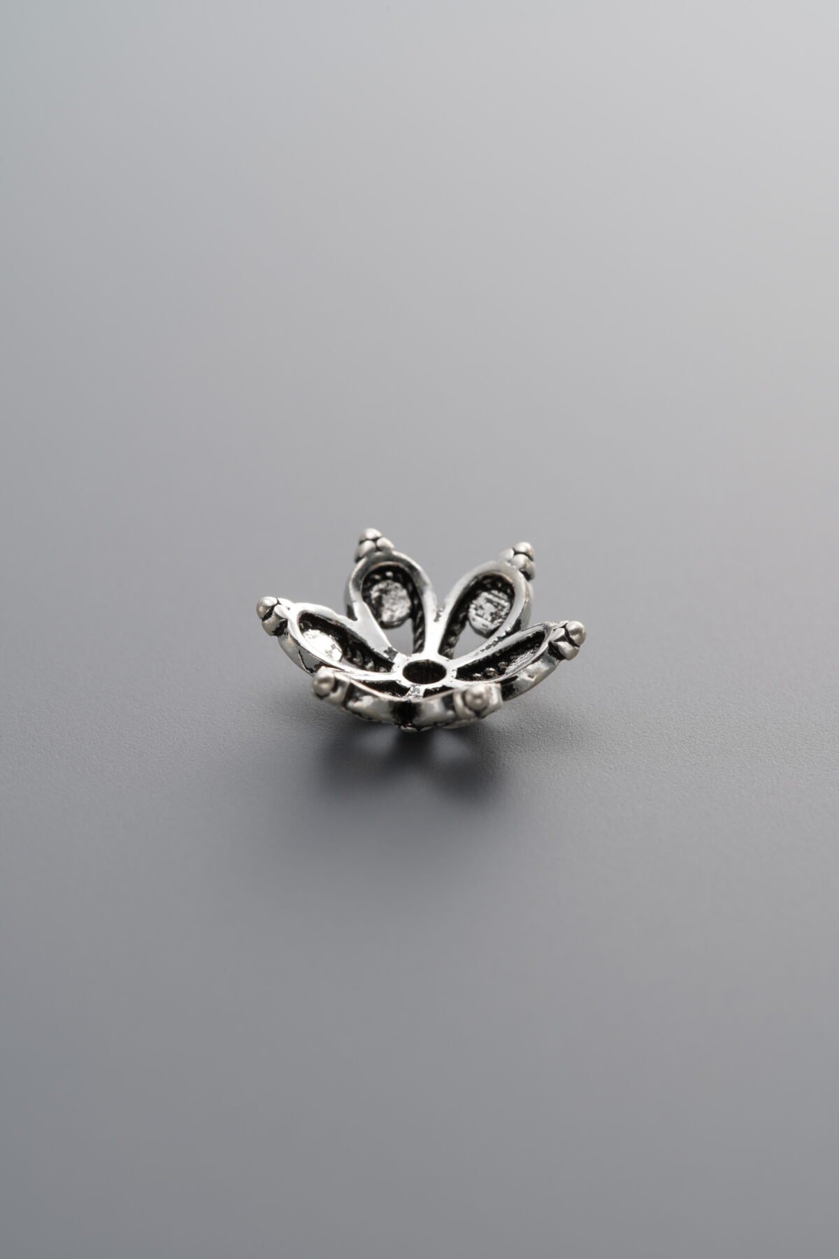 925 Sterling Silver-Antiqued-Flower Bead Cap-11mm - Image 2