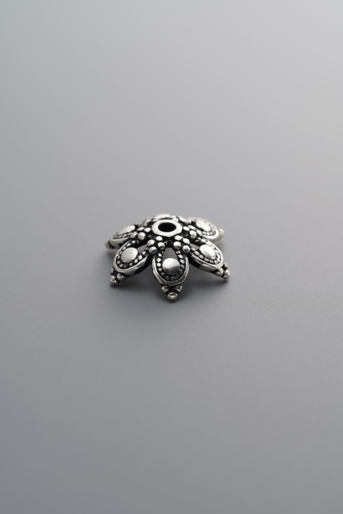 925 Sterling Silver-Antiqued-Flower Bead Cap-11mm - Image 3