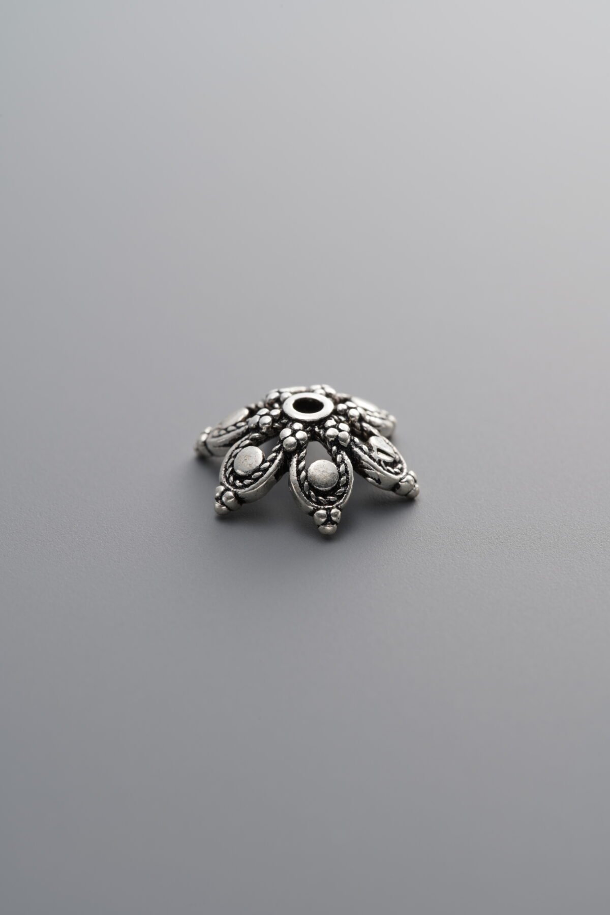 925 Sterling Silver-Antiqued-Flower Bead Cap-11mm - Image 4