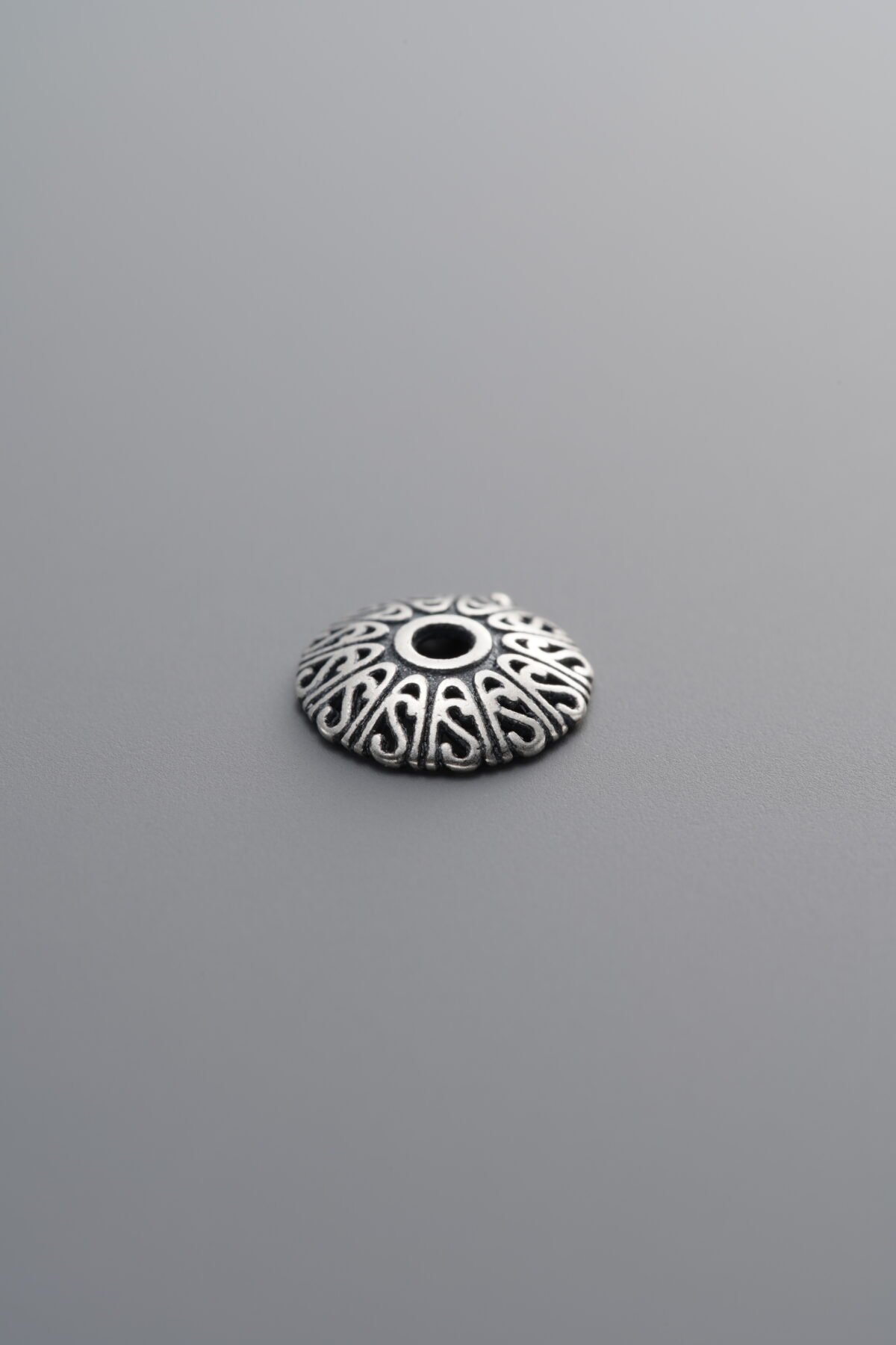 925 Sterling Silver-Antiqued-Flower Bead Cap-8mm - Image 4