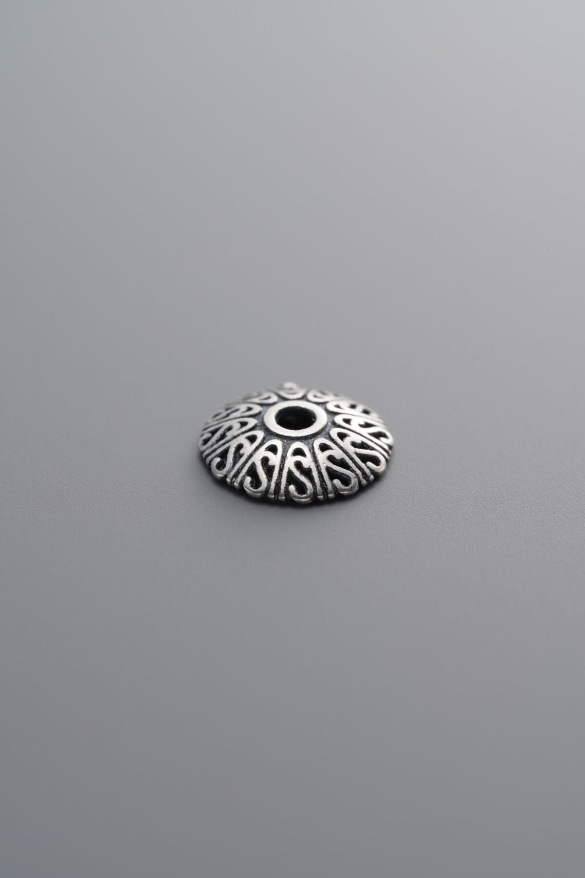925 Sterling Silver-Antiqued-Flower Bead Cap-8mm - Image 3