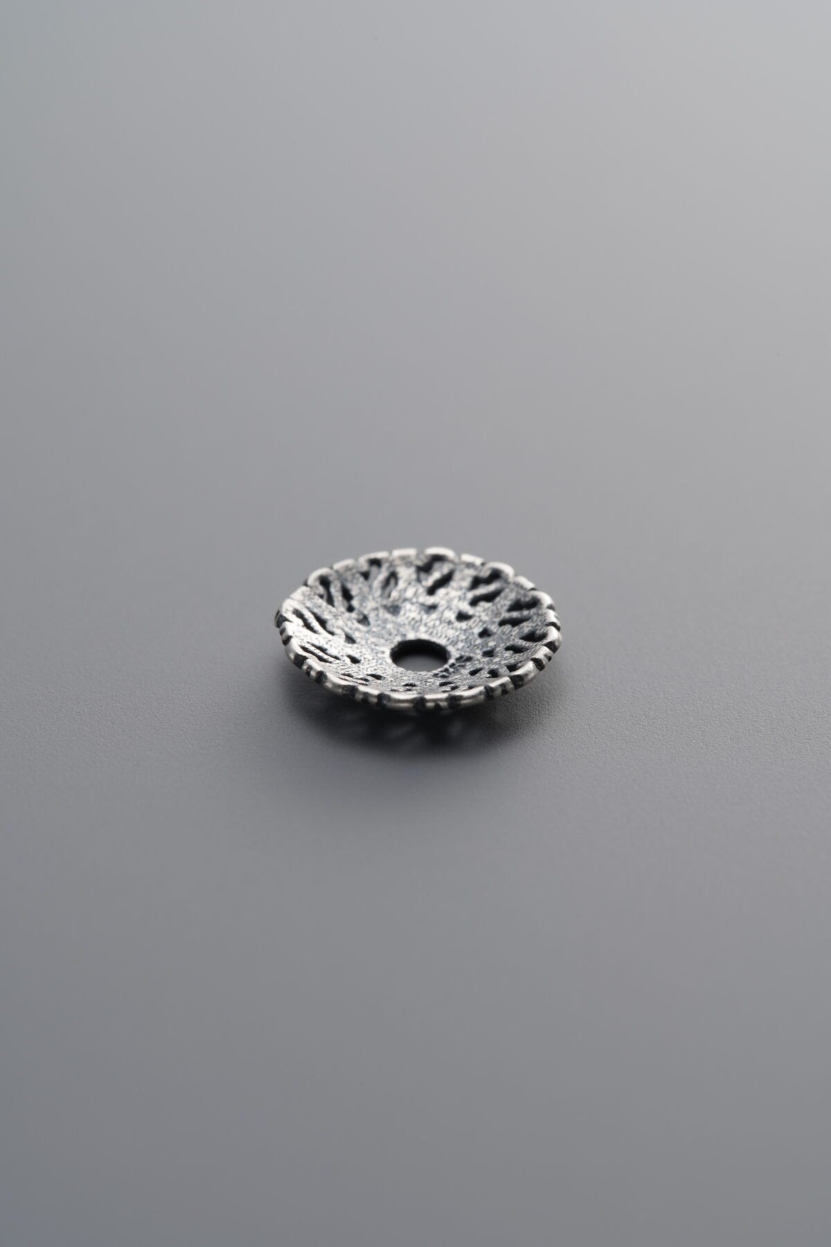 925 Sterling Silver-Antiqued-Flower Bead Cap-8mm - Image 2