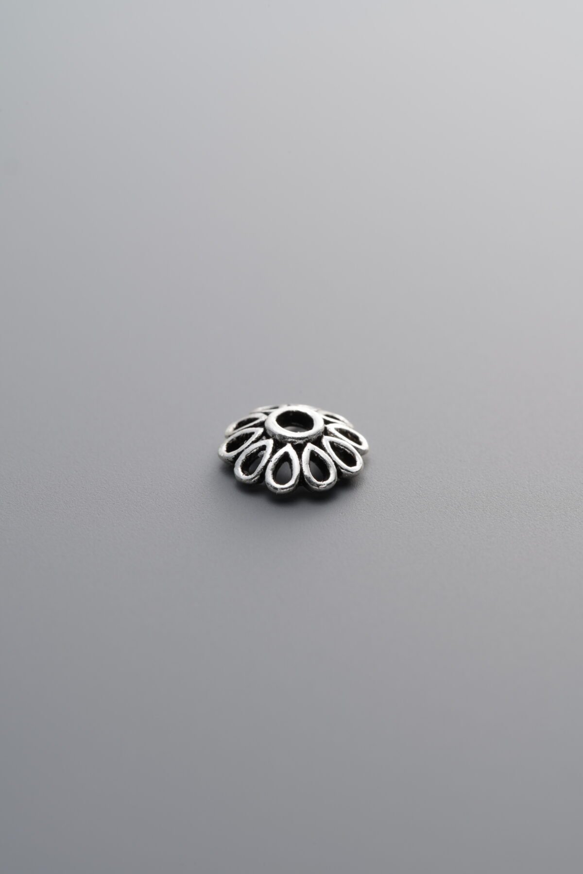 925 Sterling Silver-Antiqued-Flower Bead Cap-7mm - Image 1