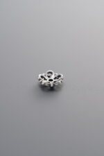 925 Sterling Silver-Antiqued-Flower Bead Cap-6mm - Image 2