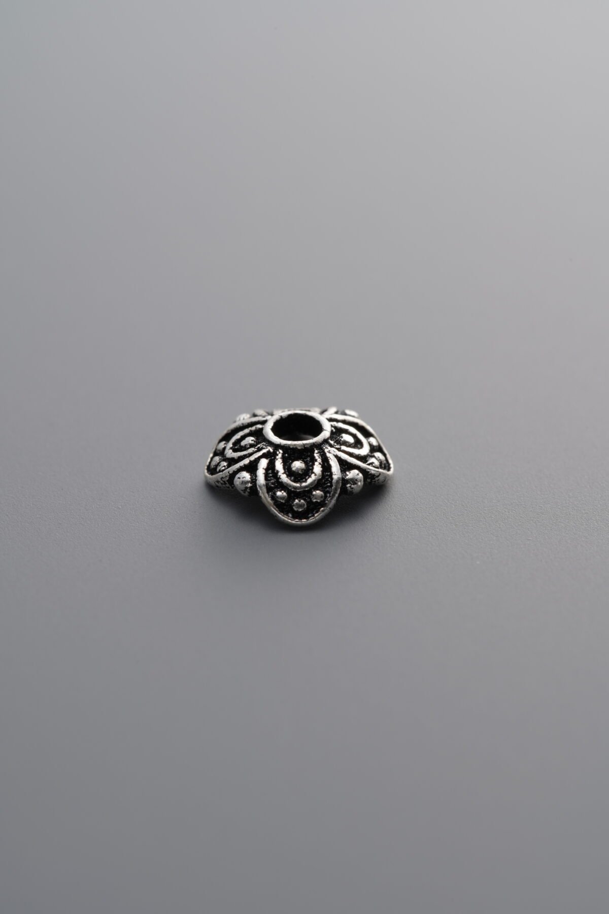 925 Sterling Silver-Antiqued-Flower Bead Cap-7mm - Image 1