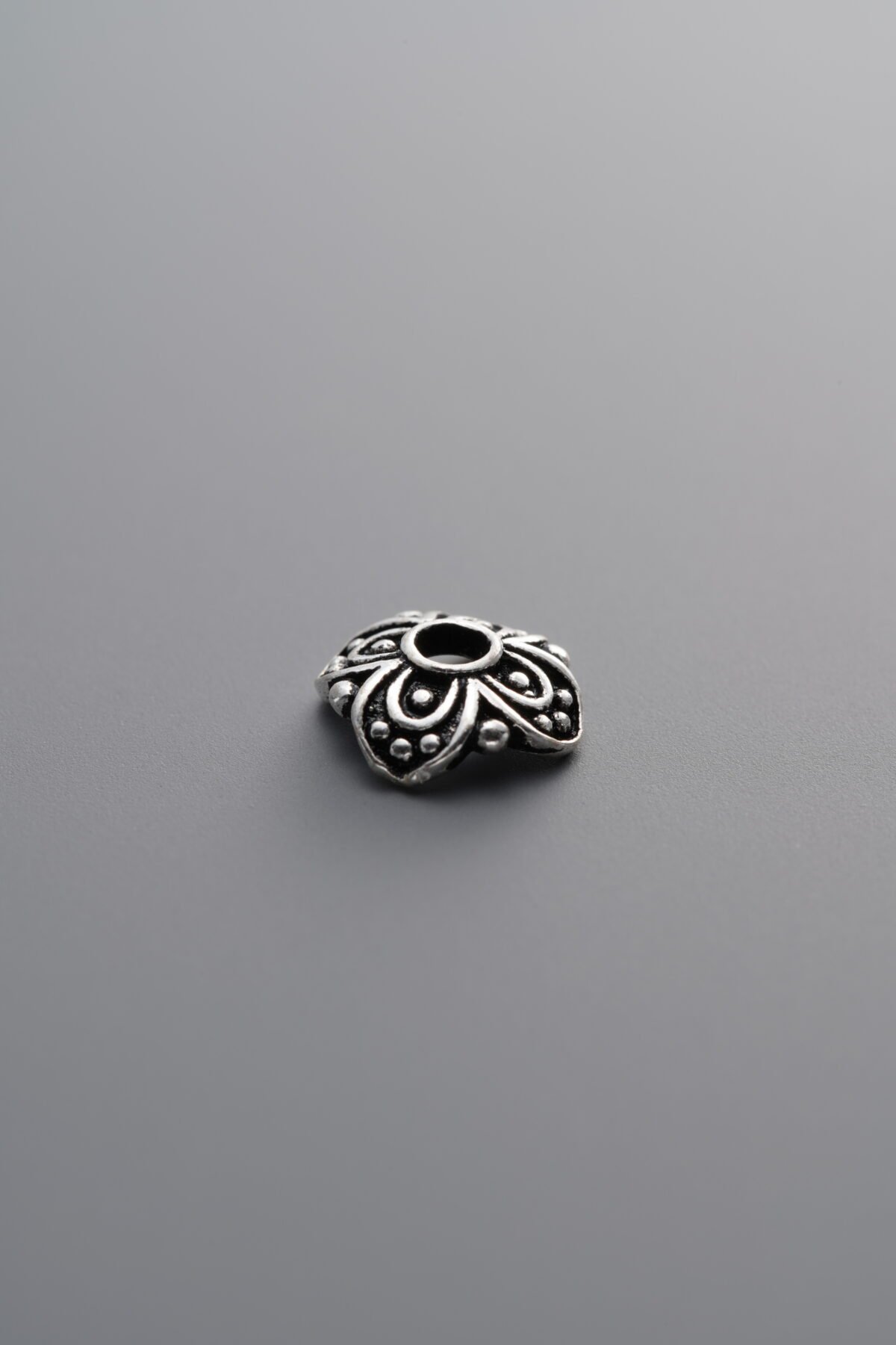 925 Sterling Silver-Antiqued-Flower Bead Cap-7mm - Image 4