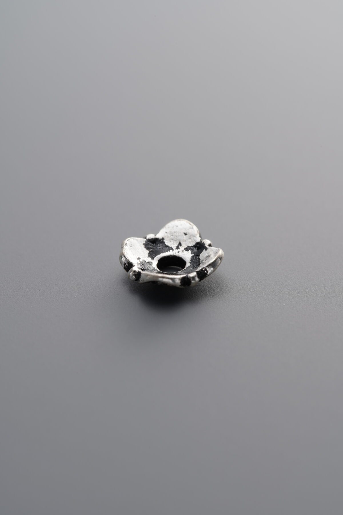 925 Sterling Silver-Antiqued-Flower Bead Cap-7mm - Image 2