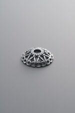 925 Sterling Silver-Antiqued-Flower Bead Cap-12mm - Image 4