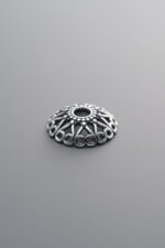 925 Sterling Silver-Antiqued-Flower Bead Cap-12mm - Image 3