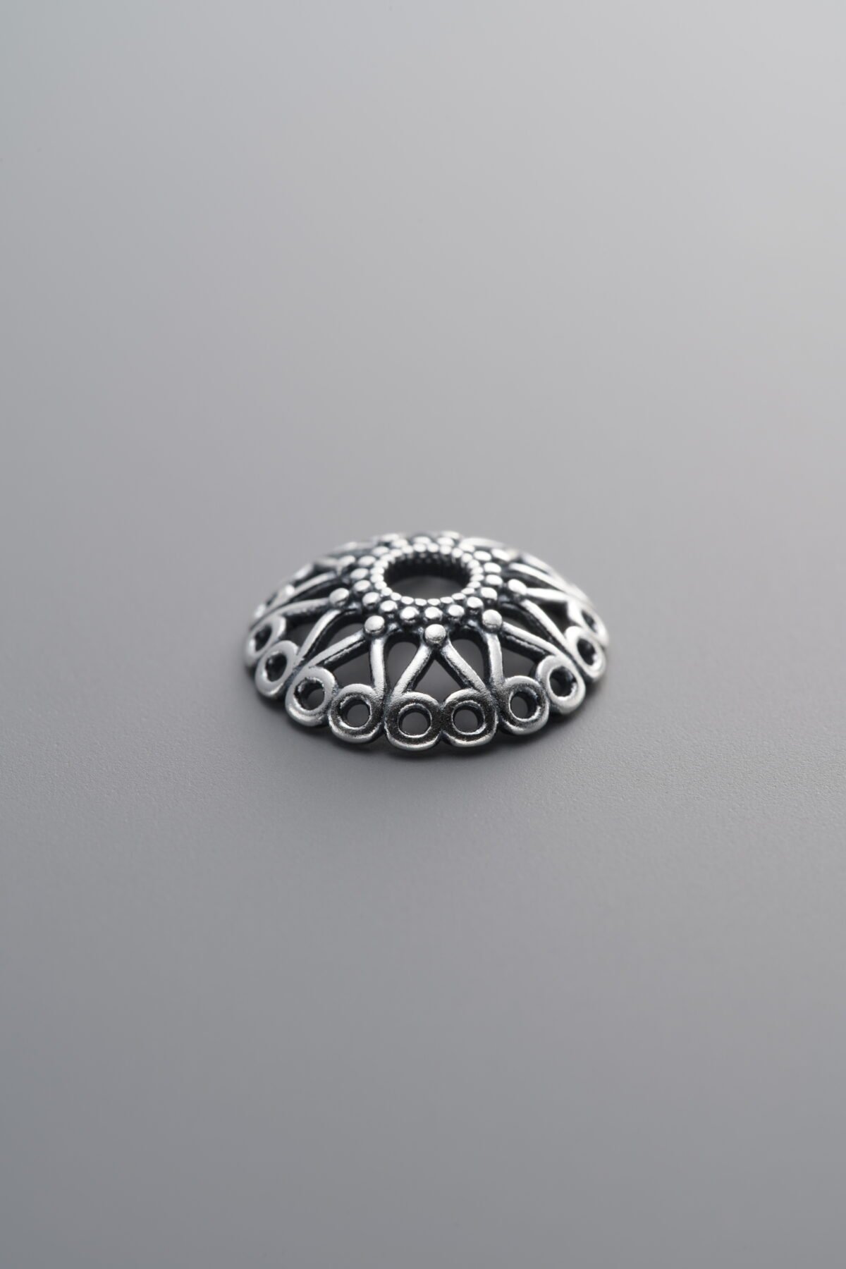 925 Sterling Silver-Antiqued-Flower Bead Cap-12mm - Image 1