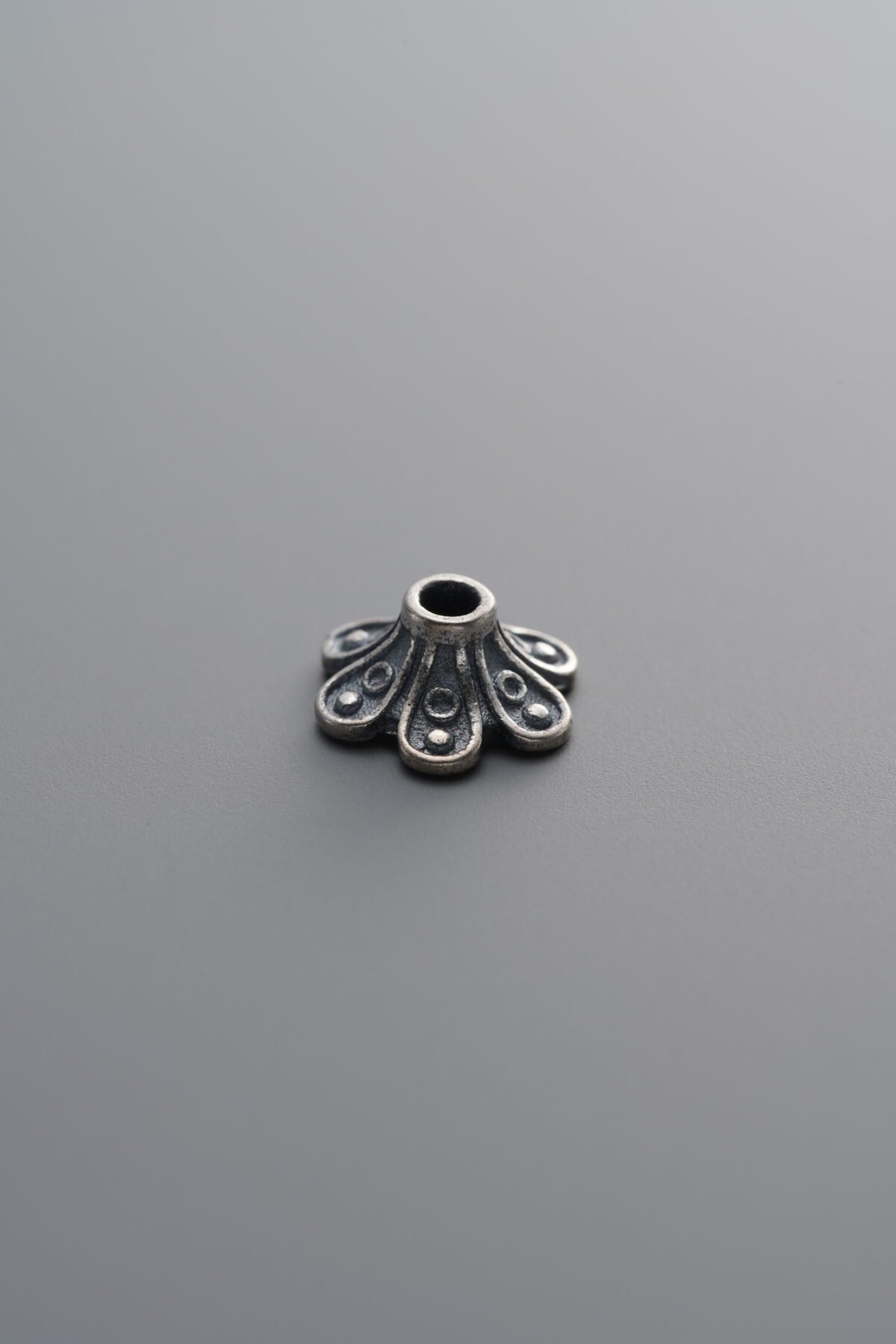 925 Sterling Silver-Antiqued-Flower Bead Cap-8mm - Image 1