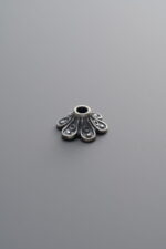 925 Sterling Silver-Antiqued-Flower Bead Cap-8mm - Image 3