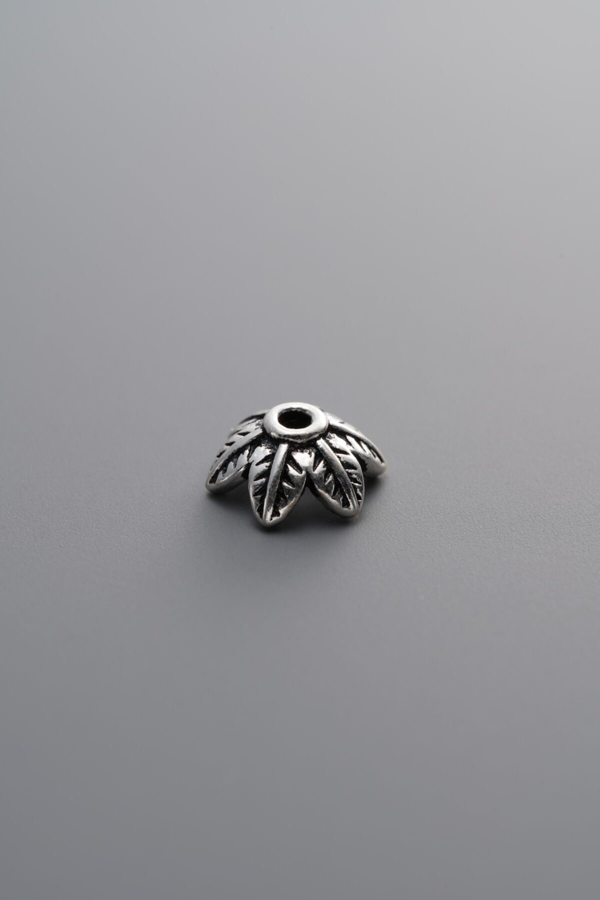 925 Sterling Silver-Antiqued-Flower Bead Cap-7mm - Image 1