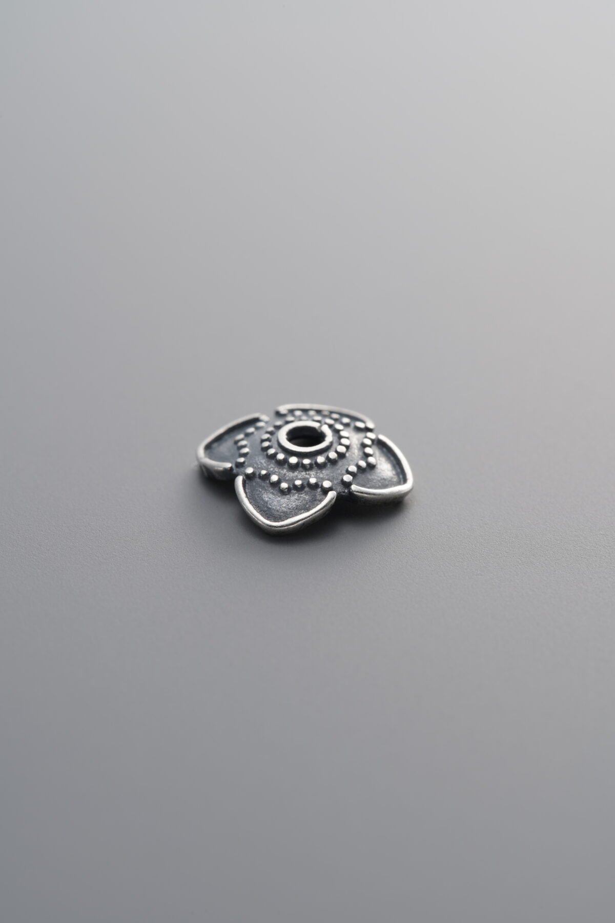 925 Sterling Silver-Antiqued-Flower Bead Cap-10mm - Image 1