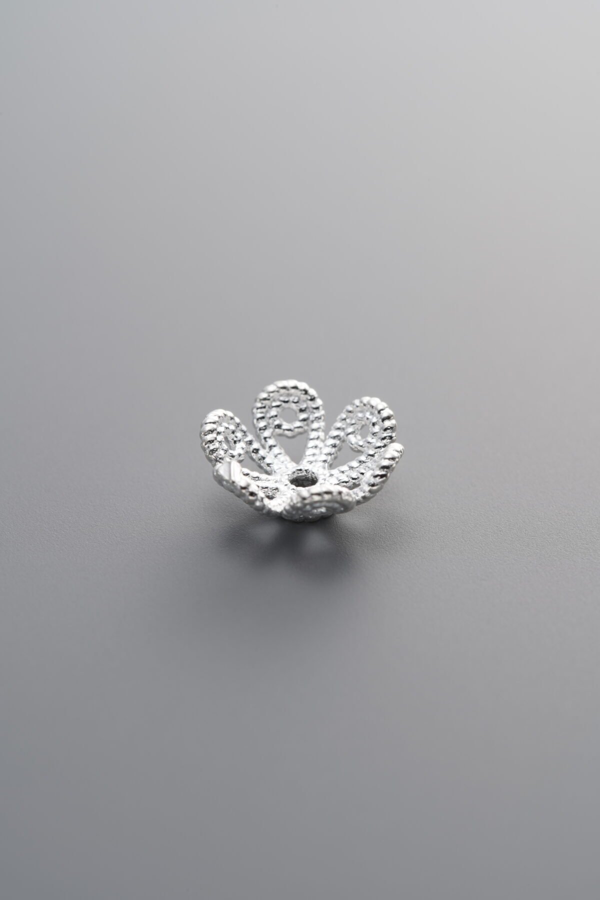 925 Sterling Silver-Bright-Flower Bead Cap-10mm - Image 2