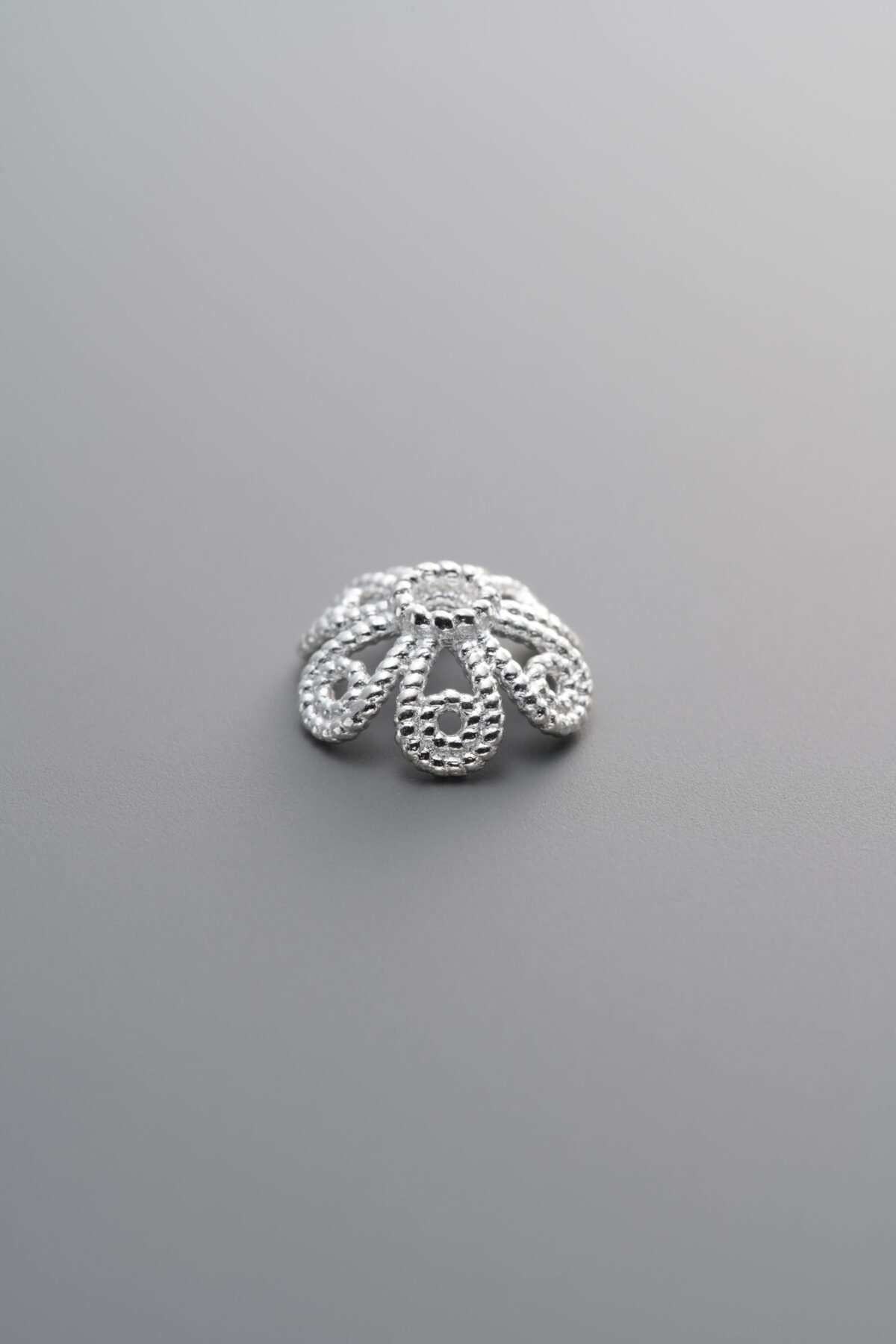 925 Sterling Silver-Bright-Flower Bead Cap-10mm - Image 3