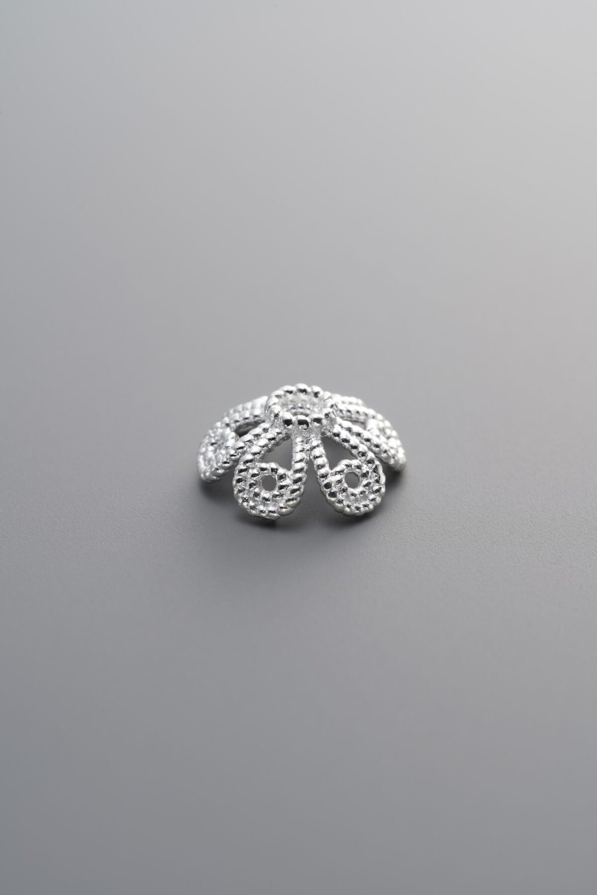 925 Sterling Silver-Bright-Flower Bead Cap-10mm - Image 1