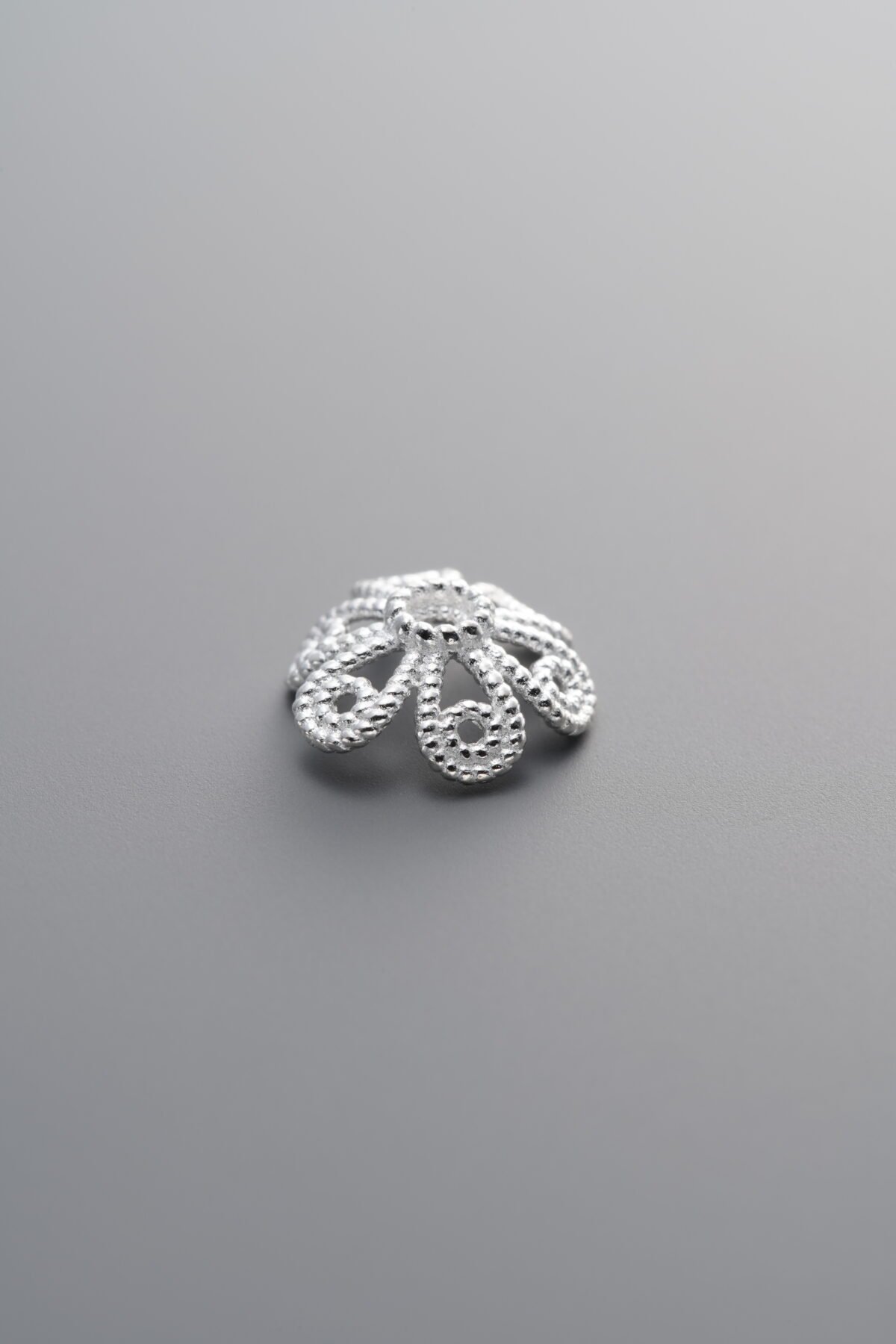 925 Sterling Silver-Bright-Flower Bead Cap-10mm - Image 4