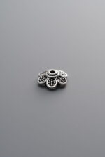 925 Sterling Silver-Antiqued-Flower Bead Cap-8mm - Image 3