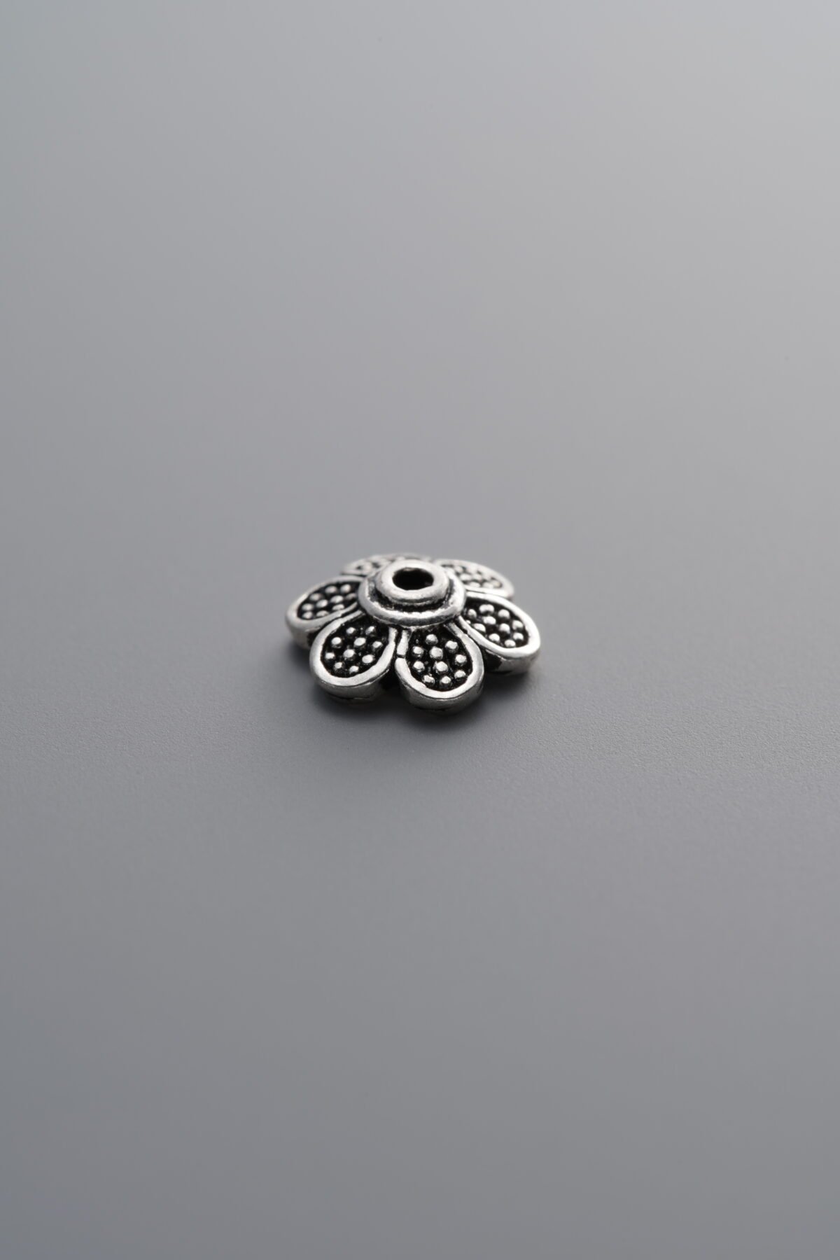 925 Sterling Silver-Antiqued-Flower Bead Cap-8mm - Image 4