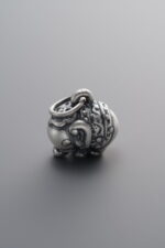 999 Fine Silver-Antiqued-Dimensional Elephant Pendant-16mm - Image 4