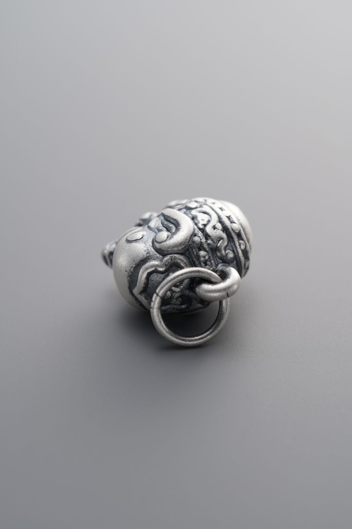 999 Fine Silver-Antiqued-Dimensional Elephant Pendant-16mm - Image 1