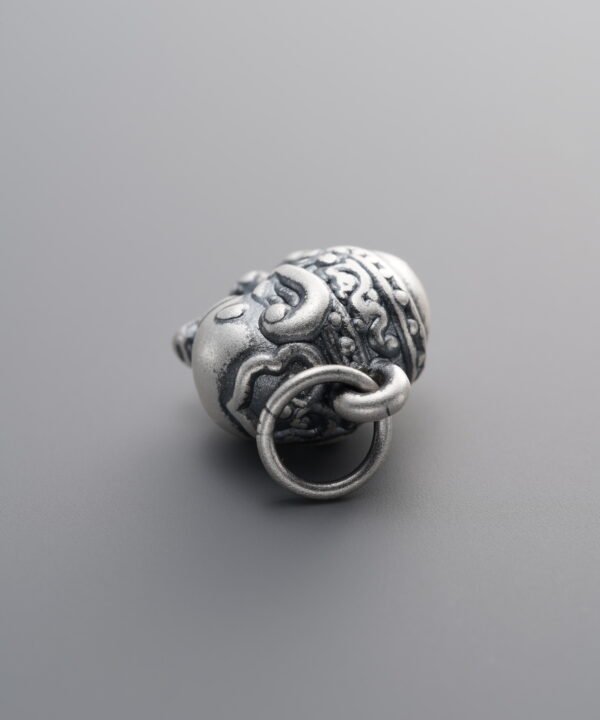 999 Fine Silver-Antiqued-Dimensional Elephant Pendant-16mm