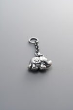 999 Fine Silver-Antiqued-Dimensional Elephant Tassel Pendant-30mm - Image 3