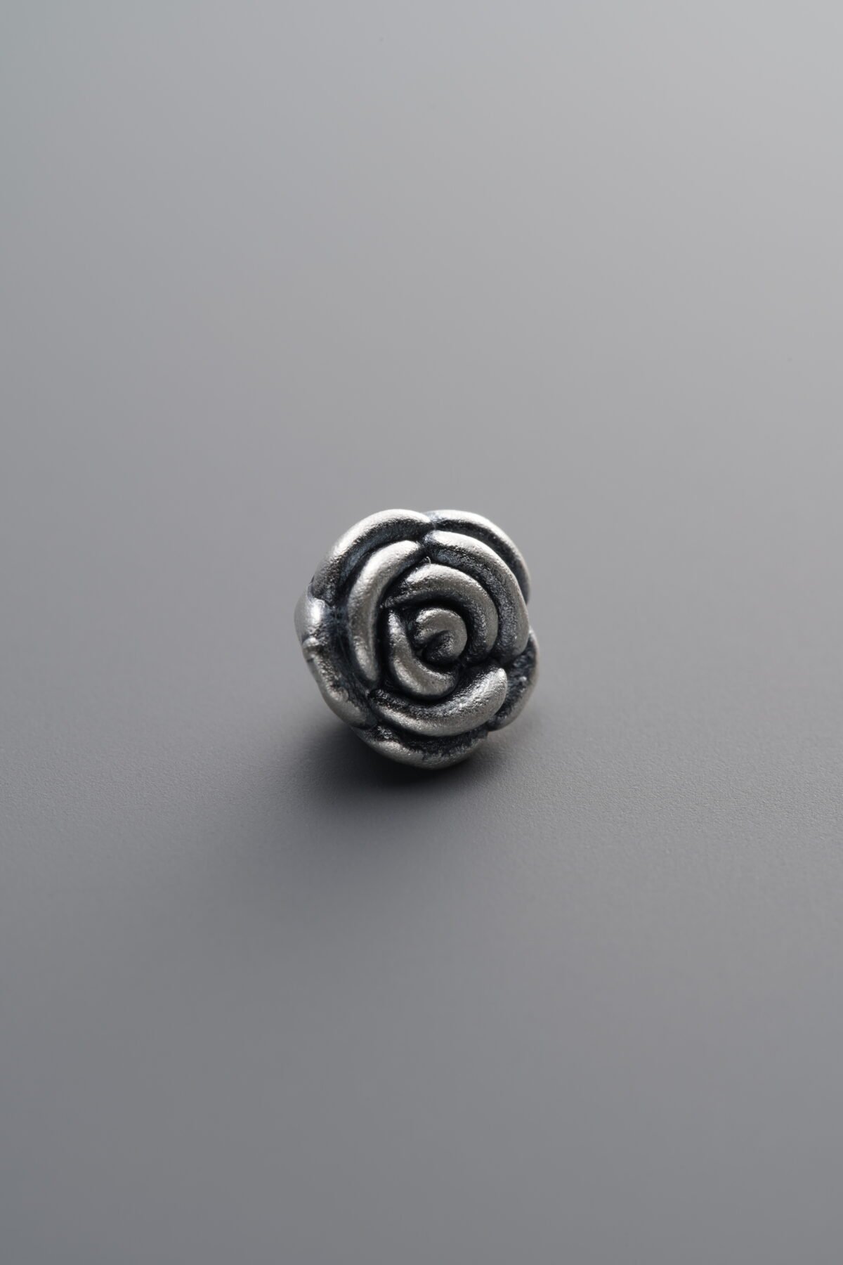 999 Fine Silver-Antiqued-Dimensional Rose Flower Spacer Bead-8mm - Image 2