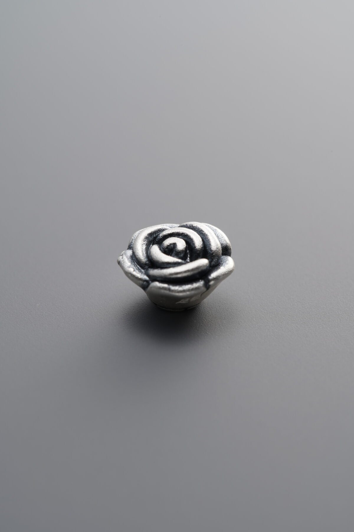 999 Fine Silver-Antiqued-Dimensional Rose Flower Spacer Bead-8mm - Image 4