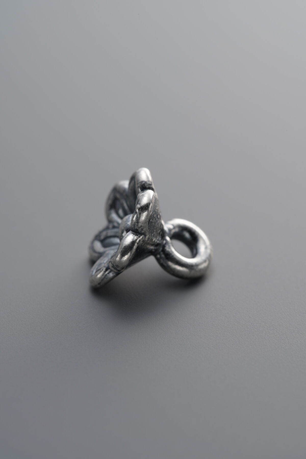 999 Fine Silver-Antiqued-Dimensional Dainty Flower Pendant-9mm - Image 2