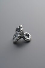 999 Fine Silver-Antiqued-Dimensional Dainty Flower Pendant-9mm - Image 2