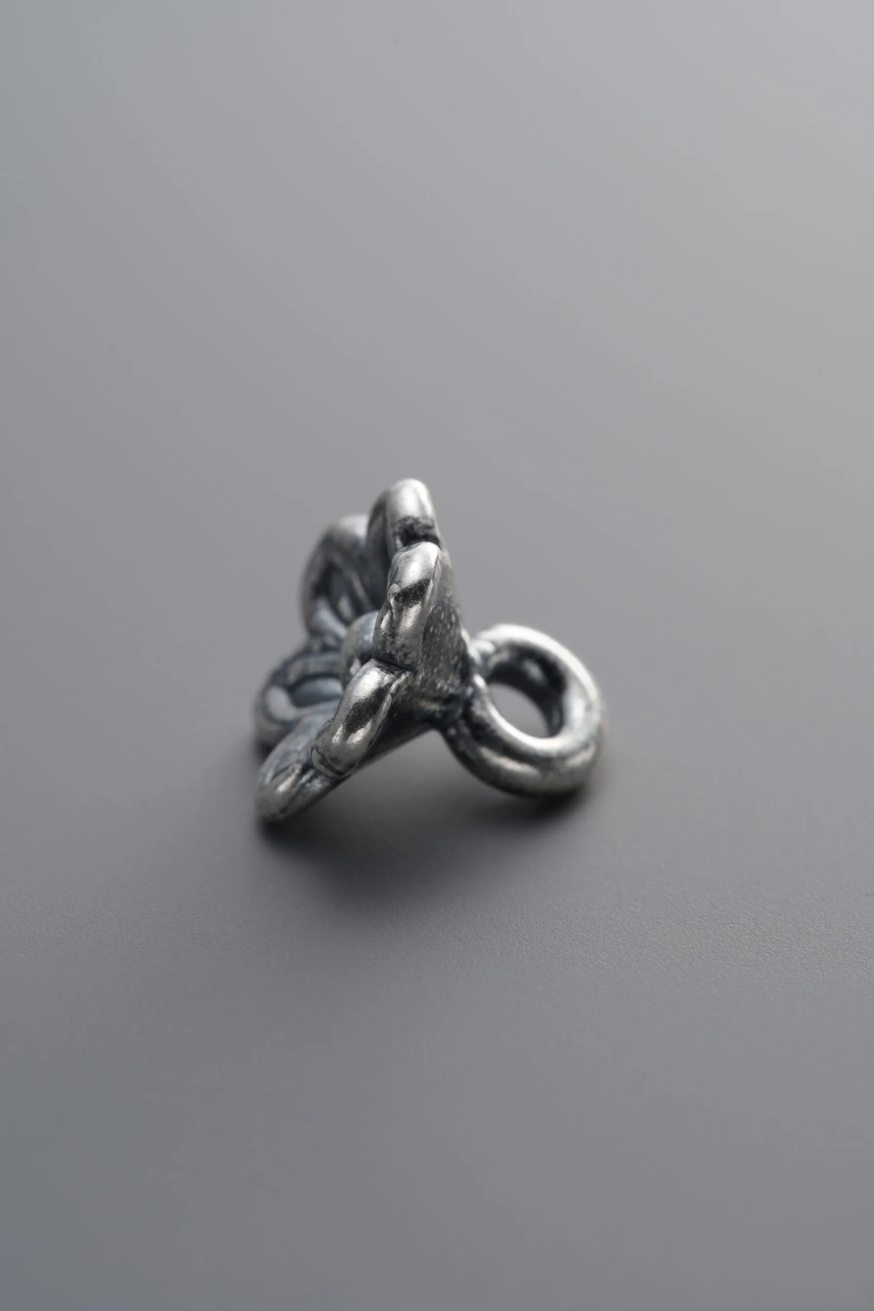 999 Fine Silver-Antiqued-Dimensional Dainty Flower Pendant-9mm - Image 2
