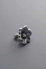 999 Fine Silver-Antiqued-Dimensional Dainty Flower Pendant-9mm