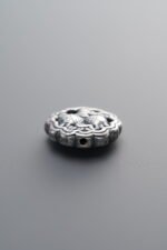 999 Fine Silver-Antiqued-Dimensional Openwork Peach Pattern Box Spacer Bead-12mm - Image 2