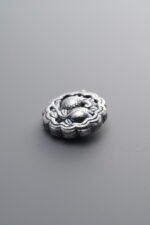 999 Fine Silver-Antiqued-Dimensional Openwork Peach Pattern Box Spacer Bead-12mm - Image 4