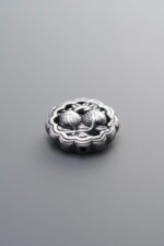 999 Fine Silver-Antiqued-Dimensional Openwork Peach Pattern Box Spacer Bead-12mm - Image 3