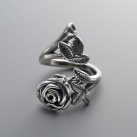 999 Silver-Vintage-3D Rose Wrapped Ring-26mm