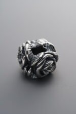 999 Fine Silver-Antiqued-Dimensional Triple-Rose Spacer Bead-14mm - Image 4
